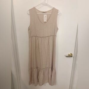 Valentina Beige Sleeveless V-Neck Maxi Dress